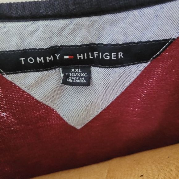 VINTAGE TOMMY HILFIGER 1/4 Zip Up Collared Pullover Sweater XXL Maroon - Picture 3 of 3